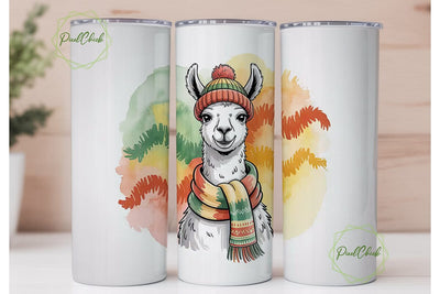 Cozy Llama Christmas 20oz Tumbler Wrap Sublimation PixelChick 