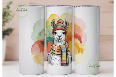 Cozy Llama Christmas 20oz Tumbler Wrap Sublimation PixelChick 