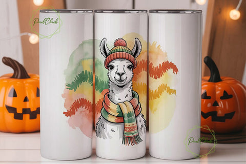 Cozy Llama Christmas 20oz Tumbler Wrap Sublimation PixelChick 