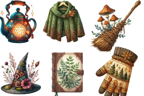 Cozy Magic Fairy Forest Witch Clipart Sublimation SVGista 