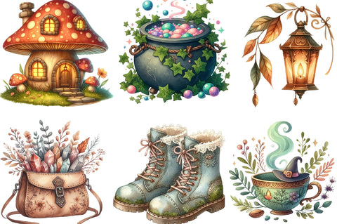 Cozy Magic Fairy Forest Witch Clipart Sublimation SVGista 