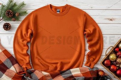 Cozy orange crew neck sweatshirt Mock Up Photo Designangry 