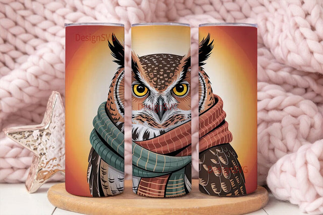 Cozy Owl 20oz Tumbler Design Sublimation DesignSVG 
