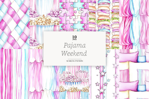 Cozy Pajama Party Digital Paper Set | Slumber Party Patterns Digital Pattern GlamArtZhanna 