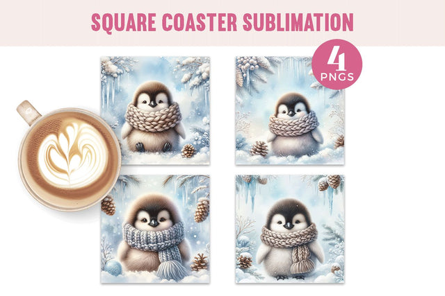 Cozy Penguin Square Coaster Sublimation Bundle Sublimation BijouBay 