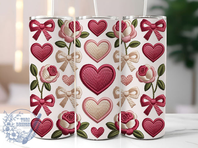 Cozy Pink Heart Valentine Tumbler, Heart Design, Valentine's Day, Romantic Theme, Cozy Style, 20Oz Tumbler, Sublimation Wrap Sublimation ToriDesigns 