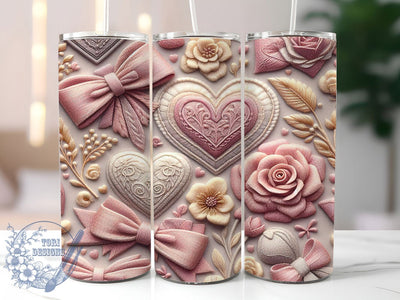 Cozy Pink Heart Valentine Tumbler, Heart Design, Valentine's Day, Romantic Theme, Cozy Style, 20Oz Tumbler, Sublimation Wrap Sublimation ToriDesigns 