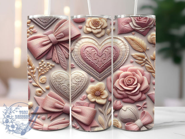 Cozy Pink Heart Valentine Tumbler, Heart Design, Valentine's Day, Romantic Theme, Cozy Style, 20Oz Tumbler, Sublimation Wrap Sublimation ToriDesigns 