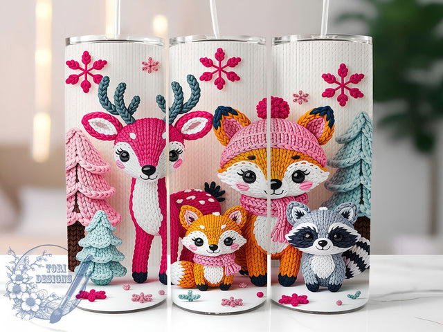 Cozy Pink Knit Christmas Tumbler, Faux Knit Christmas Pattern, Cozy Holiday Design, 20Oz Sublimation Wrap, Festive Yarn Art, Cute Knit Texture, Tumbler Sublimation Sublimation ToriDesigns 