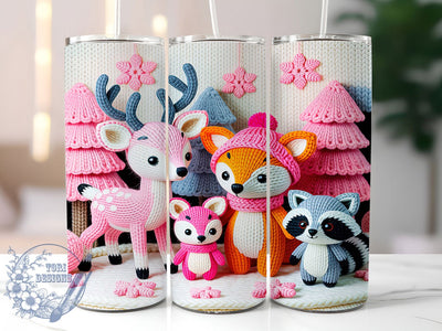 Cozy Pink Knit Christmas Tumbler, Faux Knit Christmas Pattern, Cozy Holiday Design, 20Oz Sublimation Wrap, Festive Yarn Art, Cute Knit Texture, Tumbler Sublimation Sublimation ToriDesigns 