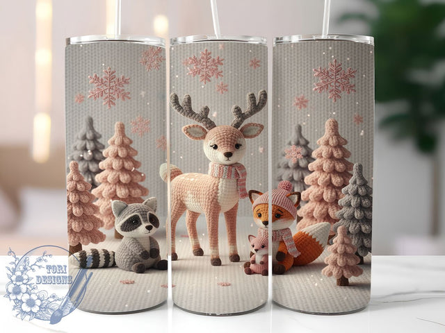 Cozy Pink Knit Christmas Tumbler, Faux Knit Christmas Pattern, Cozy Holiday Design, 20Oz Sublimation Wrap, Festive Yarn Art, Cute Knit Texture, Tumbler Sublimation Sublimation ToriDesigns 