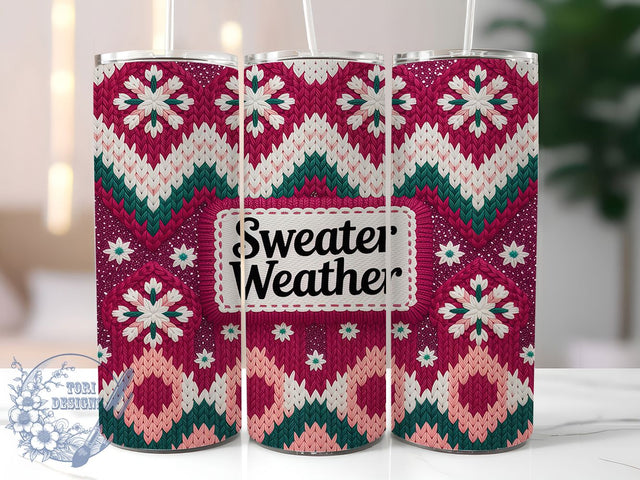 Cozy Pink Sweater Tumbler, Cable Knit Sublimation, Sweater Weather Png, 20oz Skinny Tumbler, Winter Tumbler Wrap, Cozy Knit Design, Sublimation Download Sublimation ToriDesigns 