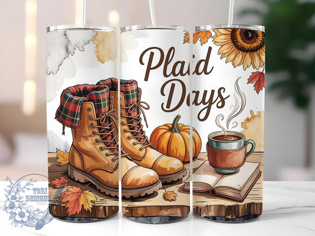 Cozy Plaid Fall Tumbler Wrap, Fall Tumbler Png, Flannel Sublimation, 20oz Skinny Tumbler, Autumn Tumbler Wrap, Cozy Tumbler Design, Tumbler Wrap Download Sublimation ToriDesigns 