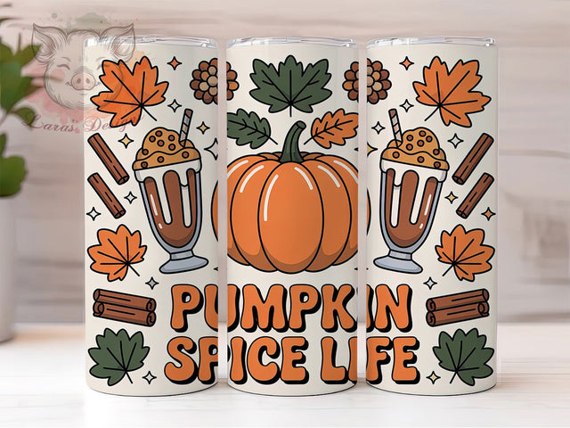 Cozy Pumpkin Spice Autumn Tumbler, Fall Wrap, Cozy Vibes, 20Oz Tumbler, Sublimation Design, Autumn Drink, Seasonal Aesthetic Sublimation Lara' s Designs 