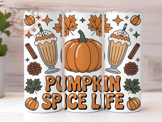 Cozy Pumpkin Spice Autumn Tumbler, Fall Wrap, Cozy Vibes, 20Oz Tumbler, Sublimation Design, Autumn Drink, Seasonal Aesthetic Sublimation Lara' s Designs 
