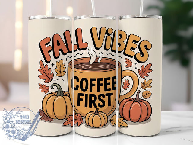 Cozy Pumpkin Spice Coffee Tumbler, Coffee First Wrap, Autumn Tumbler Design, 20Oz Skinny Tumbler, Cozy Fall Sublimation, Pumpkin Spice Coffee, Seasonal Tumbler Wrap Sublimation ToriDesigns 