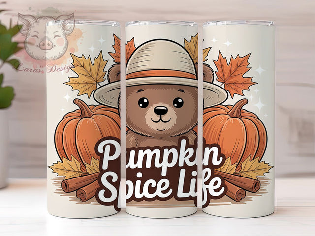 Cozy Pumpkin Spice Fall Bear Tumbler, Fall Bear, Cozy Wrap, 20Oz Tumbler, Sublimation Design, Autumn Vibes, Cute Animal Sublimation Lara' s Designs 