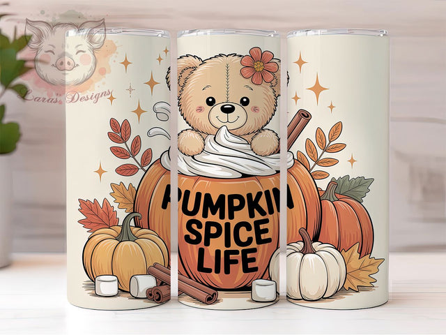 Cozy Pumpkin Spice Fall Bear Tumbler, Fall Bear, Cozy Wrap, 20Oz Tumbler, Sublimation Design, Autumn Vibes, Cute Animal Sublimation Lara' s Designs 
