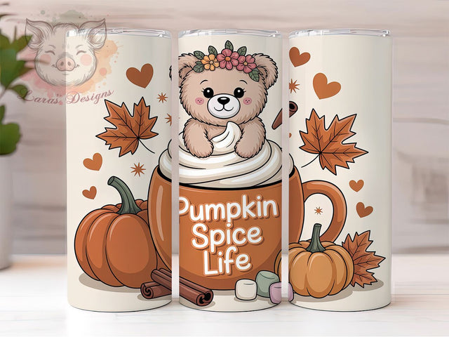 Cozy Pumpkin Spice Fall Bear Tumbler, Fall Bear, Cozy Wrap, 20Oz Tumbler, Sublimation Design, Autumn Vibes, Cute Animal Sublimation Lara' s Designs 