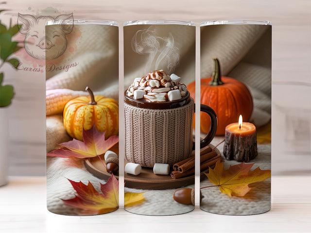 Cozy Pumpkin Spice Fall Tumbler, Fall Coffee, Autumn Wrap, 20Oz Tumbler, Sublimation Design, Cozy Vibes, Seasonal Drink Sublimation Lara' s Designs 