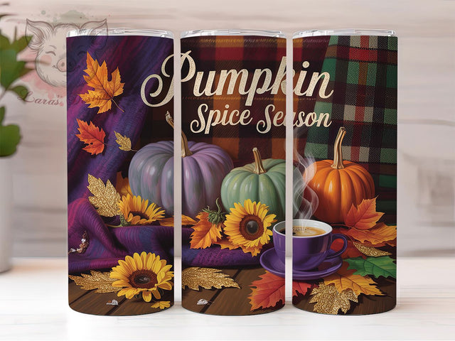 Cozy Pumpkin Spice Fall Tumbler, Fall Season Wrap, 20oz Sublimation, Autumn Pumpkin Cup, Pumpkin Spice Mug, Cozy Fall Tumbler, Thanksgiving Drinkware Sublimation Lara' s Designs 