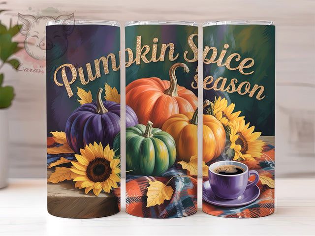 Cozy Pumpkin Spice Fall Tumbler, Fall Season Wrap, 20oz Sublimation, Autumn Pumpkin Cup, Pumpkin Spice Mug, Cozy Fall Tumbler, Thanksgiving Drinkware Sublimation Lara' s Designs 