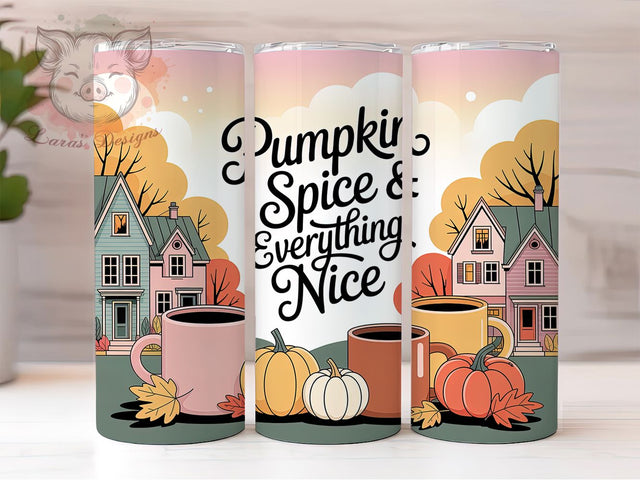 Cozy Pumpkin Spice Fall Tumbler, Fall Wrap, Cozy Vibes, 20Oz Tumbler, Sublimation Design, Autumn Aesthetic, Seasonal Favorite Sublimation Lara' s Designs 