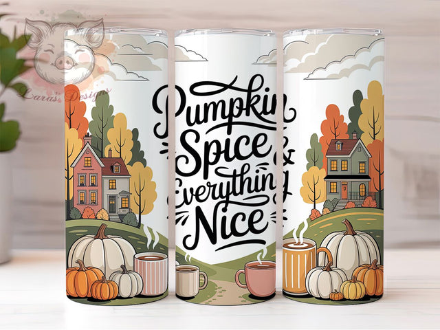 Cozy Pumpkin Spice Fall Tumbler, Fall Wrap, Cozy Vibes, 20Oz Tumbler, Sublimation Design, Autumn Aesthetic, Seasonal Favorite Sublimation Lara' s Designs 
