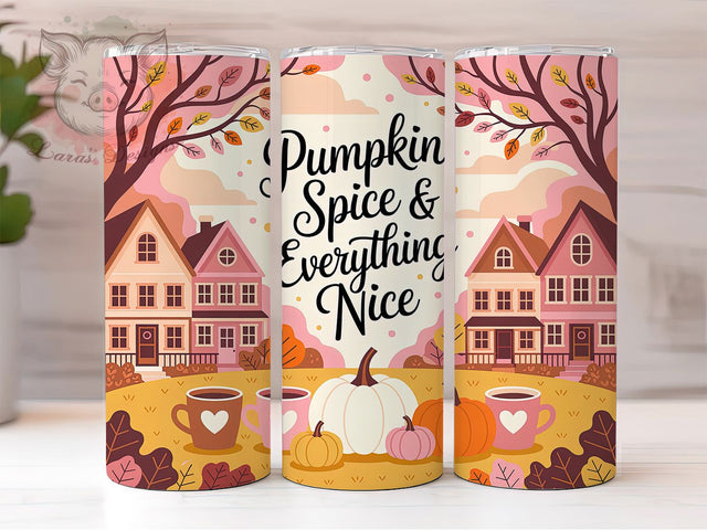 Cozy Pumpkin Spice Fall Tumbler, Fall Wrap, Cozy Vibes, 20Oz Tumbler, Sublimation Design, Autumn Aesthetic, Seasonal Favorite Sublimation Lara' s Designs 