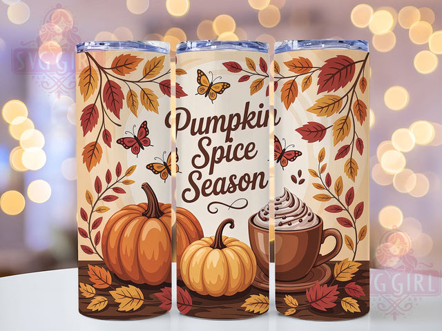 Cozy Pumpkin Spice Fall Tumbler Wrap, Fall Autumn Sublimation Design, Pumpkin Spice Drinkware, 20oz Skinny Tumbler Wrap, Cozy Fall Vibes Wrap, Harvest Theme Sublimation, Autumn Leaves Tumbler Design Sublimation SvggirlplusArt 