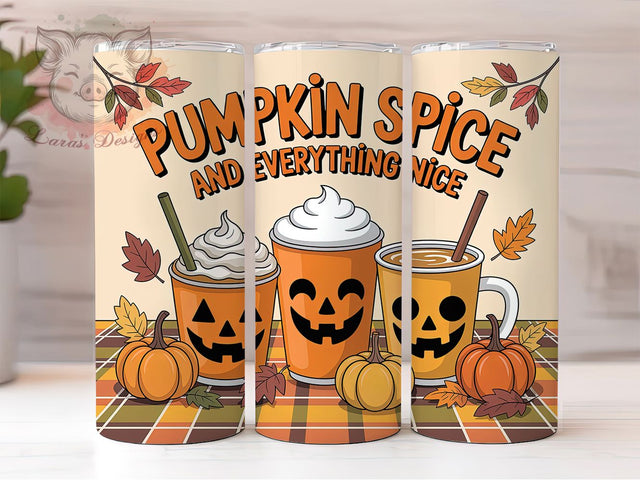 Cozy Pumpkin Spice Latte Tumbler, Fall Coffee, Cozy Wrap, 20Oz Tumbler, Sublimation Design, Autumn Vibes, Seasonal Drink Sublimation Lara' s Designs 
