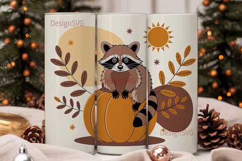Cozy Raccoon Pumpkin 20oz Tumbler Wrap Sublimation DesignSVG 
