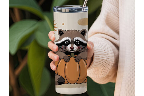 Cozy Raccoon Pumpkin 20oz Tumbler Wrap Sublimation DesignSVG 