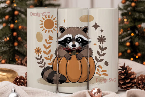 Cozy Raccoon Pumpkin 20oz Tumbler Wrap Sublimation DesignSVG 