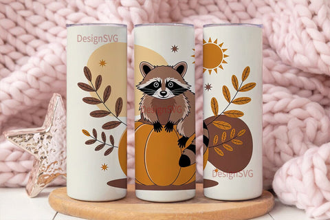Cozy Raccoon Pumpkin 20oz Tumbler Wrap Sublimation DesignSVG 