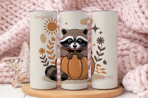 Cozy Raccoon Pumpkin 20oz Tumbler Wrap Sublimation DesignSVG 
