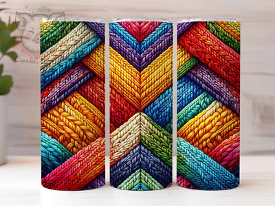 Cozy Rainbow Knit Pride Tumbler, Rainbow Knit Design, Pride Pattern Wrap, 20oz Knitted Tumbler, Colorful Knit Tumbler, LGBTQ+ Knit Tumbler, Cozy Pride Tumbler Sublimation Lara' s Designs 