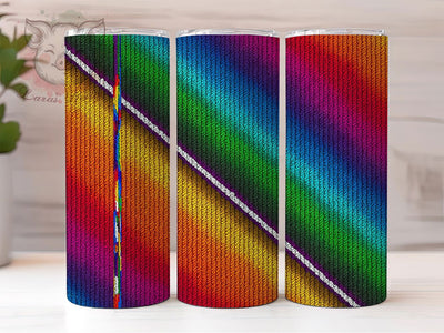 Cozy Rainbow Knit Pride Tumbler, Rainbow Knit Design, Pride Pattern Wrap, 20oz Knitted Tumbler, Colorful Knit Tumbler, LGBTQ+ Knit Tumbler, Cozy Pride Tumbler Sublimation Lara' s Designs 