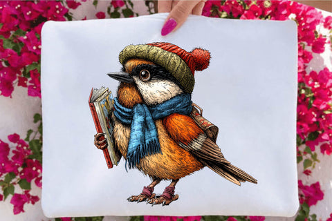 Cozy Reading Birds Clipart Bundle. Sublimation SVGArt 