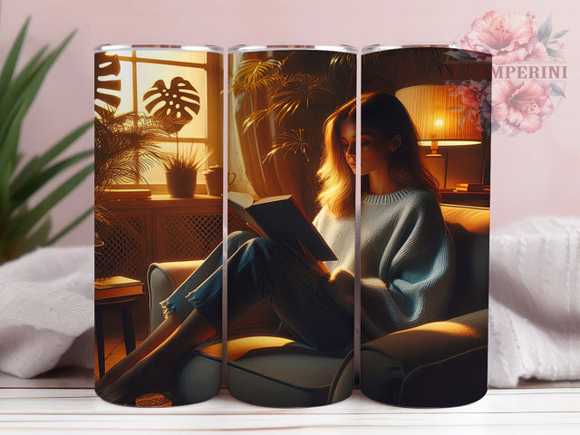Cozy Reading Book Lover Tumbler, Book Lover Wrap, Reading Sublimation Design, 20oz Book Tumbler, Literary Cozy Art, Relaxing Reading Mug, Whimsical Book Cup Sublimation Li Zamperini 