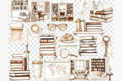 Cozy Reading Nook Clipart | Book Lover PNG Collection SVG GlamArtZhanna 