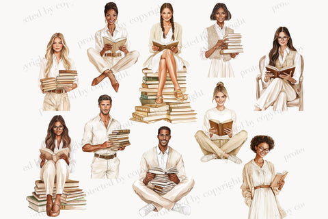 Cozy Reading Nook Clipart | Book Lover PNG Collection SVG GlamArtZhanna 