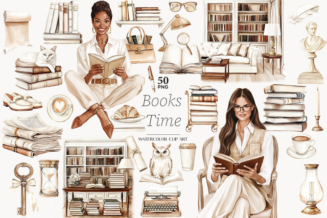 Cozy Reading Nook Clipart | Book Lover PNG Collection SVG GlamArtZhanna 