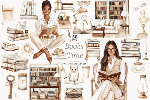 Cozy Reading Nook Clipart | Book Lover PNG Collection SVG GlamArtZhanna 