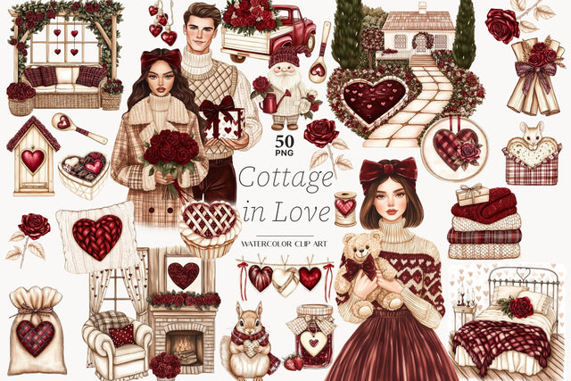 Cozy Romantic Clipart | Rustic Valentines Cottagecore Animal SVG GlamArtZhanna 