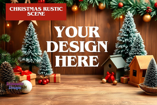 Cozy Rustic Christmas Background Mock Up Photo Sublimatiz Designs 