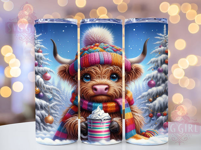 Cozy Rustic Winter Highland Cow Tumbler, Winter Cozy Wrap, Rustic Farmhouse Sublimation, Fuzzy Cow Cup, 20Oz Skinny Tumbler Wrap, Snowy Country Mug, Warm Holiday Vibes Sublimation SvggirlplusArt 
