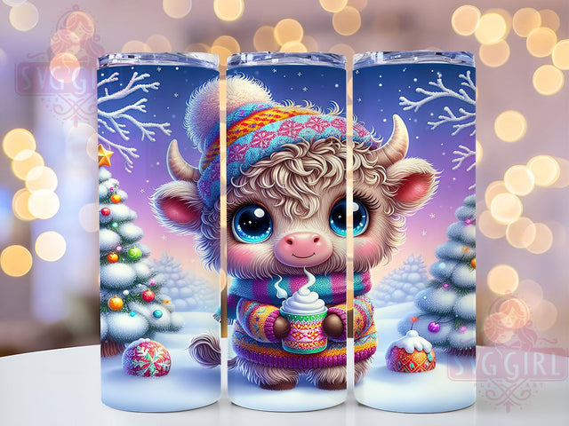 Cozy Rustic Winter Highland Cow Tumbler, Winter Cozy Wrap, Rustic Farmhouse Sublimation, Fuzzy Cow Cup, 20Oz Skinny Tumbler Wrap, Snowy Country Mug, Warm Holiday Vibes Sublimation SvggirlplusArt 