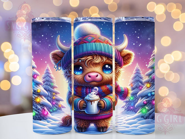 Cozy Rustic Winter Highland Cow Tumbler, Winter Cozy Wrap, Rustic Farmhouse Sublimation, Fuzzy Cow Cup, 20Oz Skinny Tumbler Wrap, Snowy Country Mug, Warm Holiday Vibes Sublimation SvggirlplusArt 