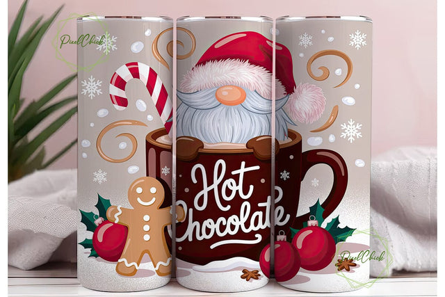 Cozy Santa Hot Chocolate Tumbler Wrap Sublimation PixelChick 